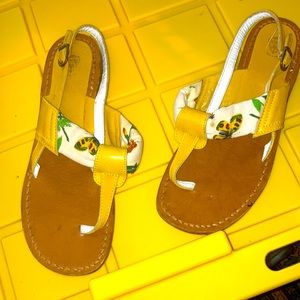 Vintage Gucci leather and fabric sandals